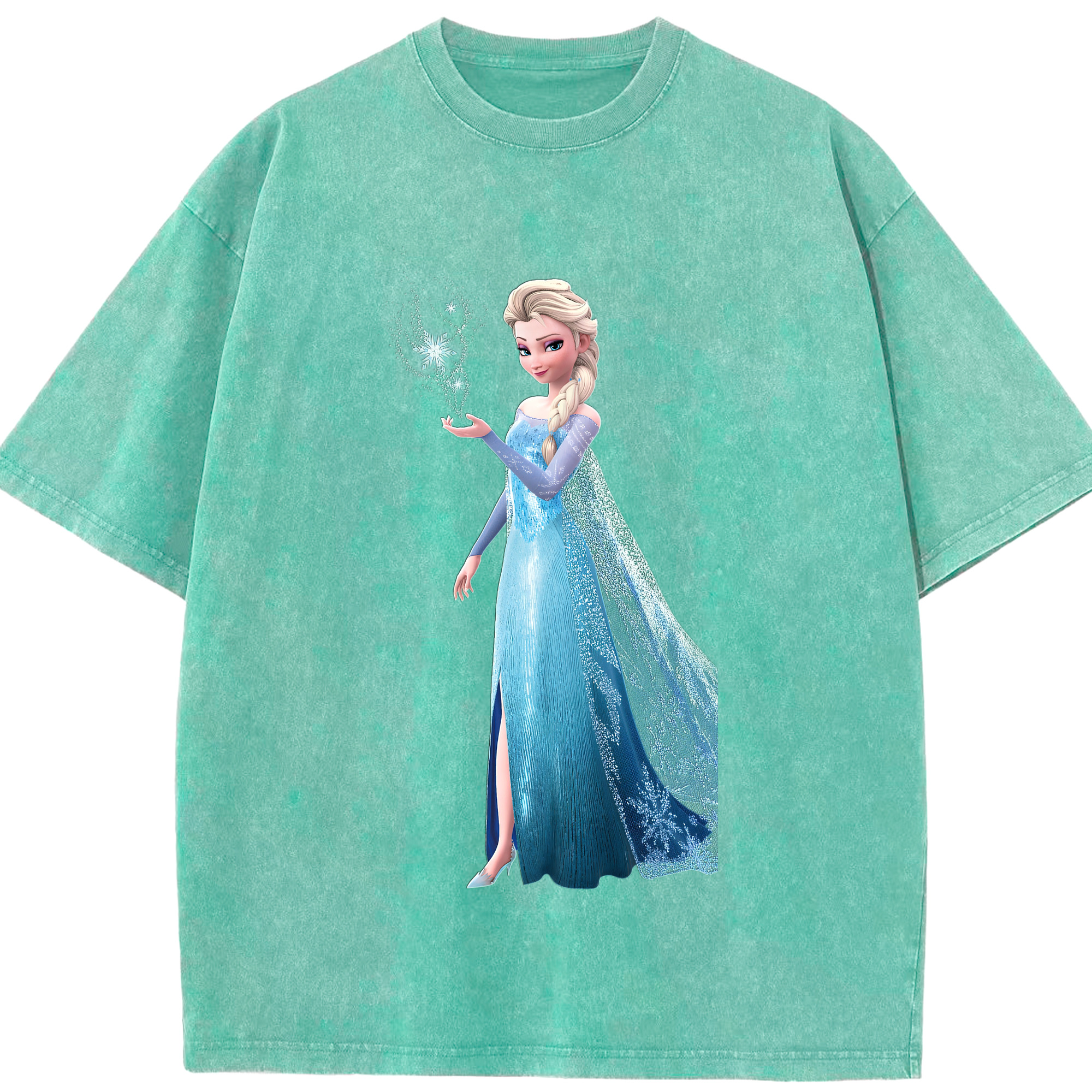 （画像用） アナと雪の女王 アンナ エルサ Frozen Anna Elsa 綿100% ヴィンテージ風 半袖Tシャツ（フロントプリント）